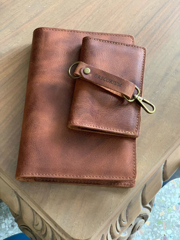 Personalized Leather Gift Set: Journal, Passport Holder, Keychain