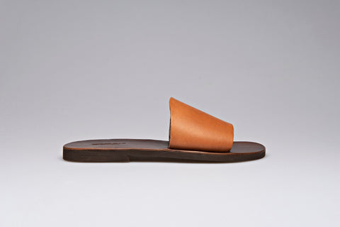 MENS BROWN SLIDES sandals genuine leather men tan sandals "Eros"