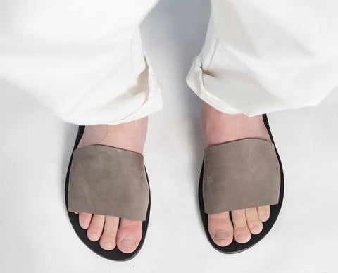 Handmade Leather Slides Mens: Greek Beach Sandals
