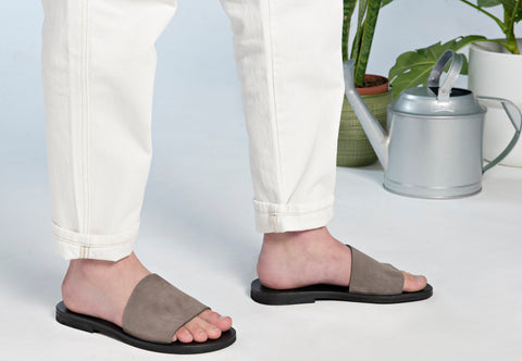 Handmade Leather Slides Mens: Greek Beach Sandals