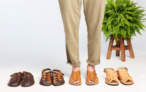 MENS LEATHER SANDALS, strappy summer shoes men "Hephaestus"
