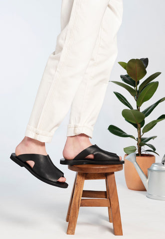 Handmade Leather Slides Men's Sandals: Greek Summer Shoes