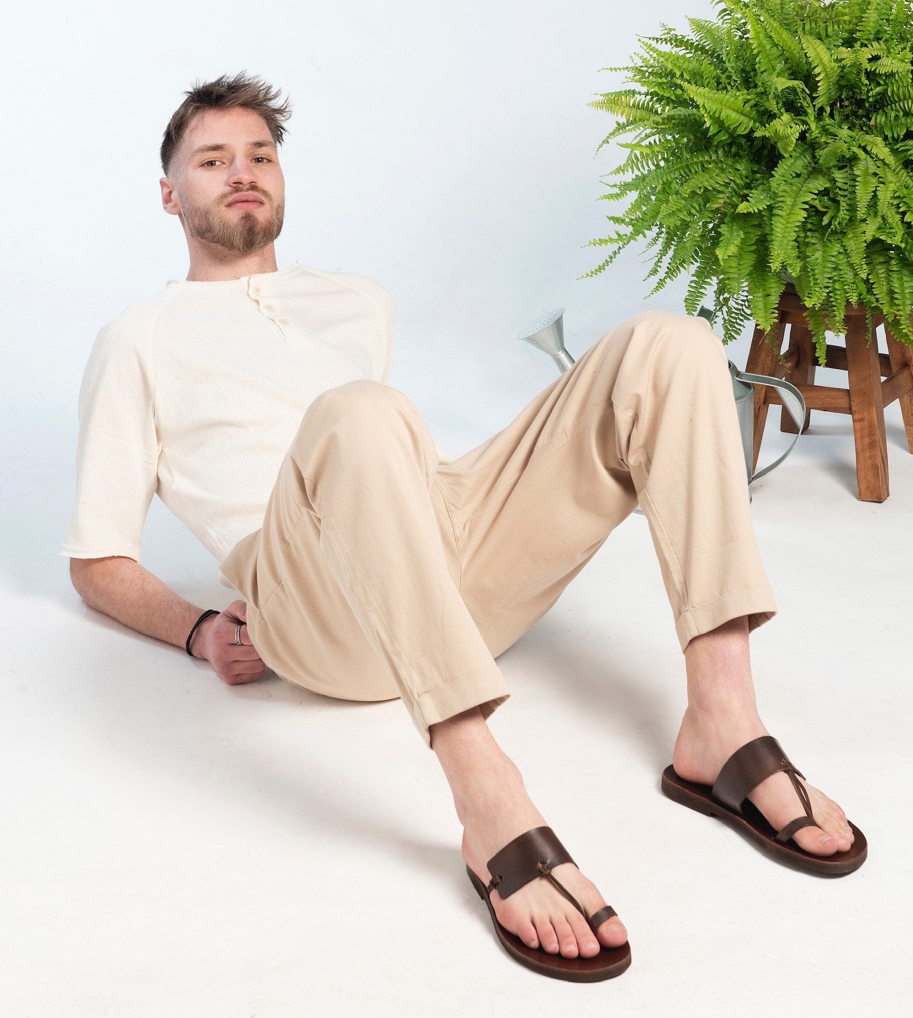 RING TOE SANDALS men leather sandals mens greek handmade summer shoes with ringtoe "Priamos"