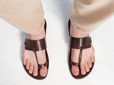 RING TOE SANDALS men leather sandals mens greek handmade summer shoes with ringtoe "Priamos"