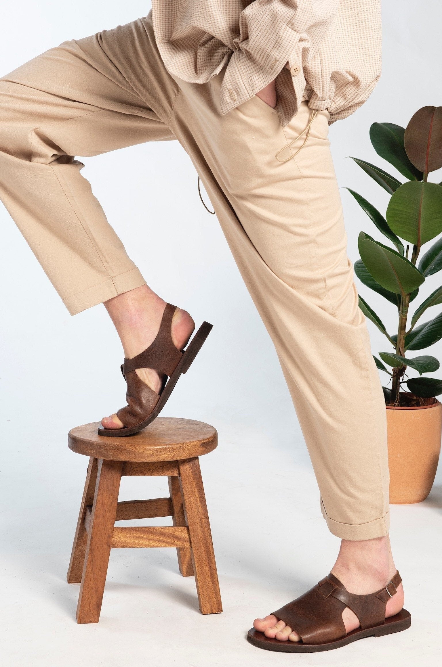 Handmade Leather Ankle Strap Sandals: Greek Summer Shoes