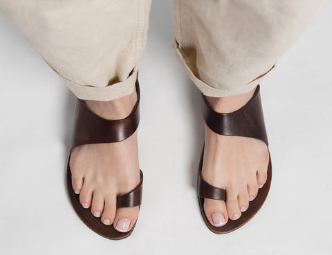 Handmade Leather Toe Ring Sandals: Greek Summer Slides