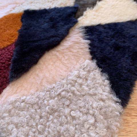 Handmade Sheepskin Patchwork Chair Throw: Geometric Design