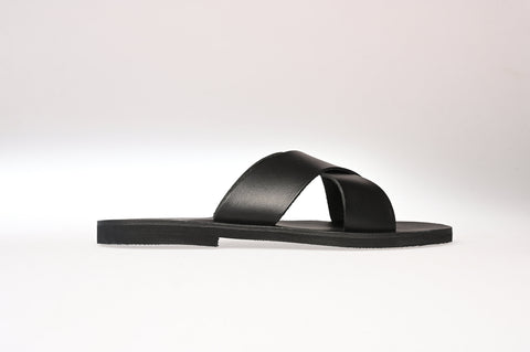 CROSS STRAPS SLIDES mens leather sandals "Paris"