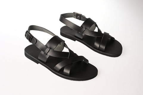 LEATHER SANDALS MEN strappy sandals shark or flat flexible sole "Achilleus"