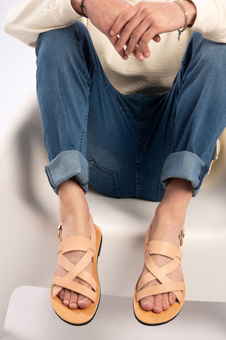 LEATHER SANDALS MEN strappy sandals shark or flat flexible sole "Achilleus"