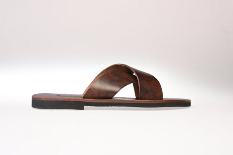 CROSS STRAPS SLIDES mens leather sandals "Paris"