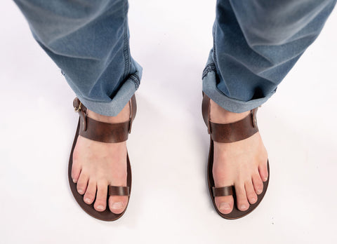 TOE RING BAREFOOT leather sandals men "Agamemnon"
