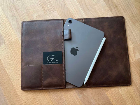 MINI IPAD LEATHER folio organizer , ipad cover, credit card notebook holder