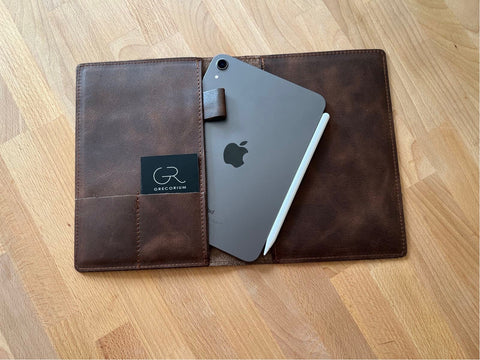 MINI IPAD LEATHER folio organizer , ipad cover, credit card notebook holder