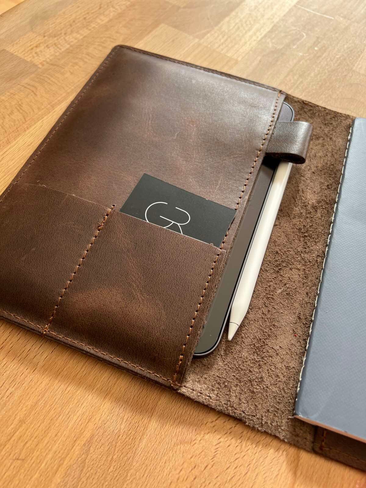 MINI IPAD LEATHER folio organizer , ipad cover, credit card notebook holder