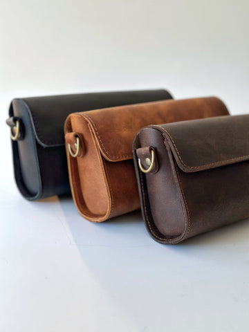 Handmade Leather Clutch Greek artisan crazy horse bag, minimal bag