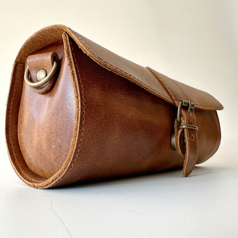 Crazy Horse Leather barrel bag crossbody small bag cylinder satchel