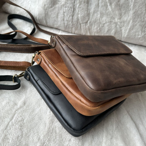 Small Leather Crossbody Purse Handmade Full Grain iPhone Bag