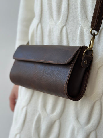 Handmade Leather Clutch Greek artisan crazy horse bag, minimal bag
