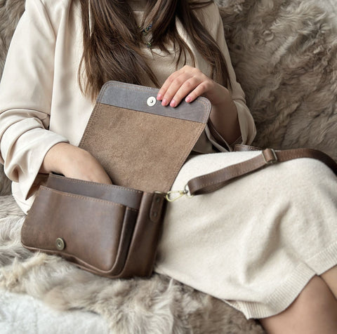 Cross Body Leather Bag Sofia full grain leather greek handmade