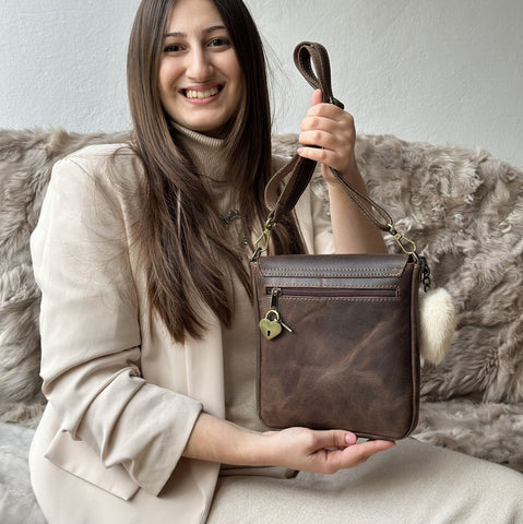 Small Leather Crossbody Purse Handmade Full Grain iPhone Bag