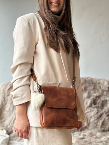small cross body purse tan color