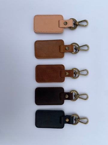 Rectangular leather keychain