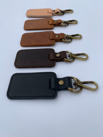 Rectangular leather keychain
