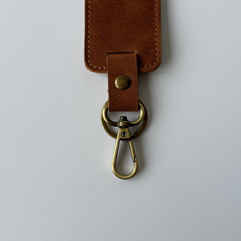 Rectangular leather keychain