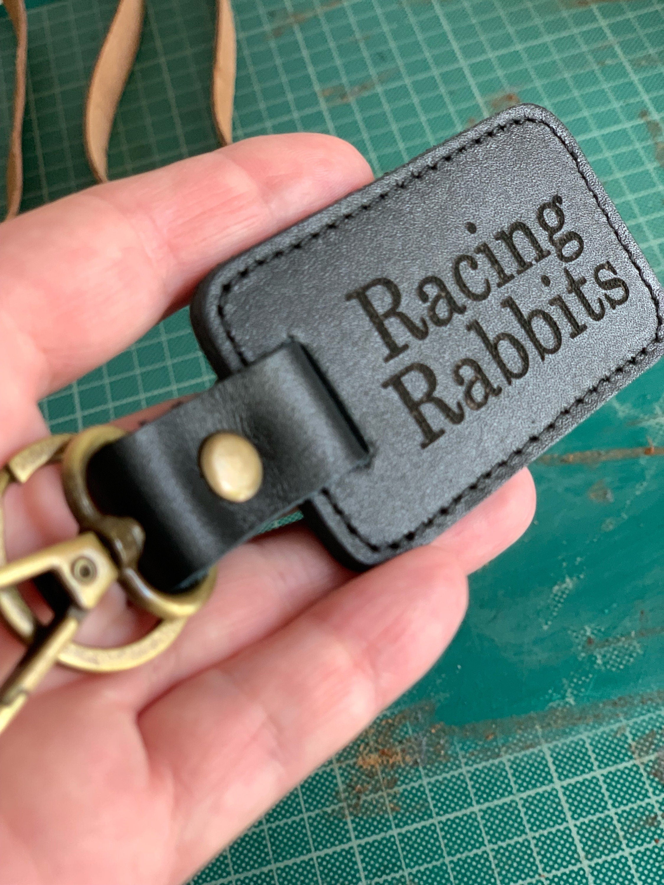 Rectangular leather keychain