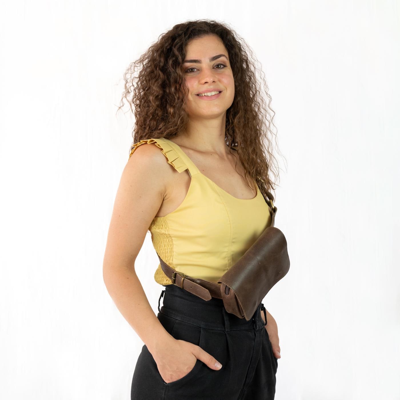 Black Leather Unisex Fanny Pack