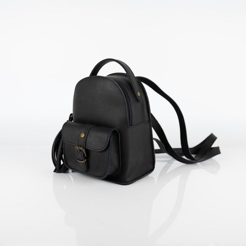 Mini Brown Leather Backpack: Handmade Cowhide 'Theros'