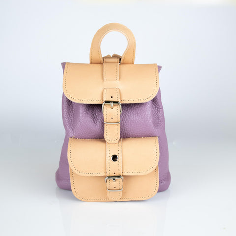 Mini full grain leather backpack "Filia" Natural