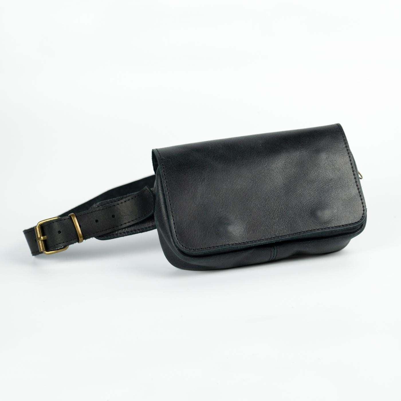 Brown Leather Hip Bag Vintage Style
