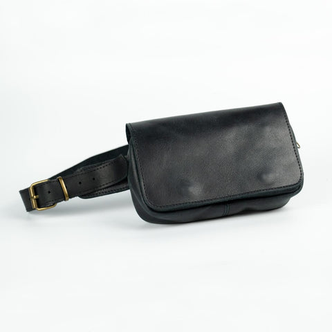 Brown Leather Hip Bag Vintage Style