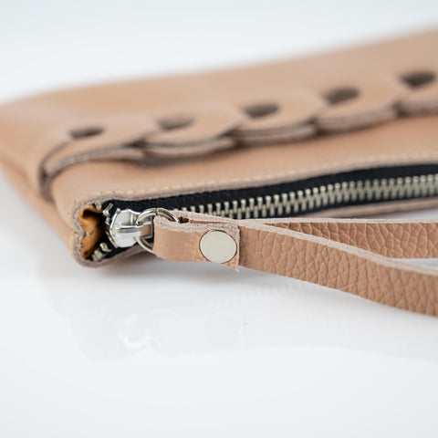 Infinity Leather Clutch Nude