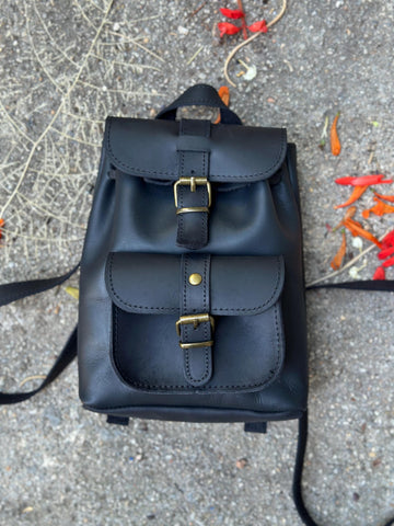 Mini Leather Backpack: Dark Brown & Caramel Suede, Laser Engraved Gift
