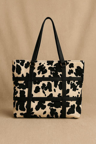 Black and white cowhide toe bag