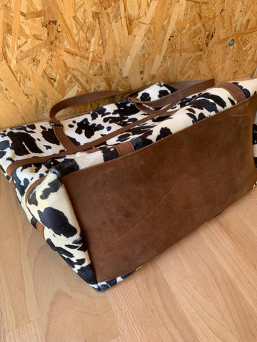 Cow print Bag Leather Tote bag Western Style