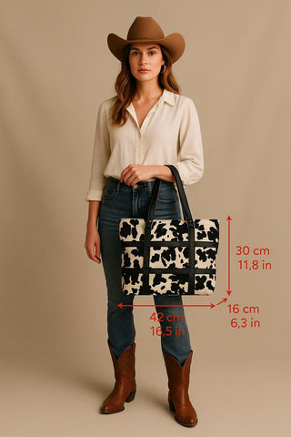 Cow print Bag Leather Tote bag Western Style