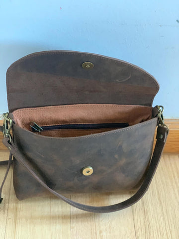 Italian Leather Small Crossbody Bag: Unisex Minimalist Purse