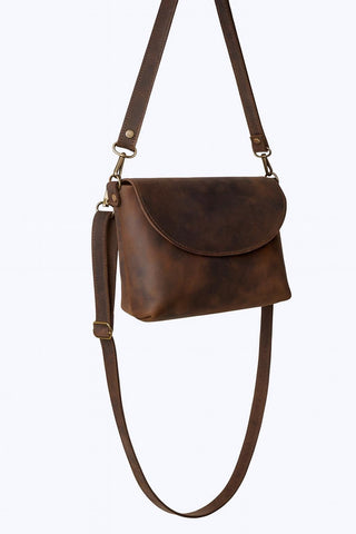 Italian Leather Small Crossbody Bag: Unisex Minimalist Purse