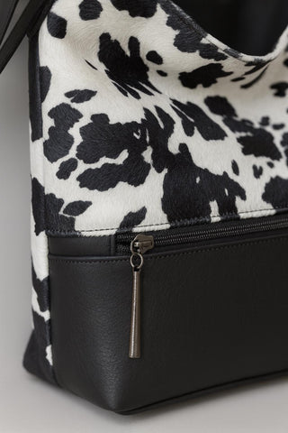 Cow Print Leather Crossbody Bag: Western Style Handbag, Handmade in Greece