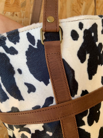 Cow print Bag Leather Tote bag Western Style