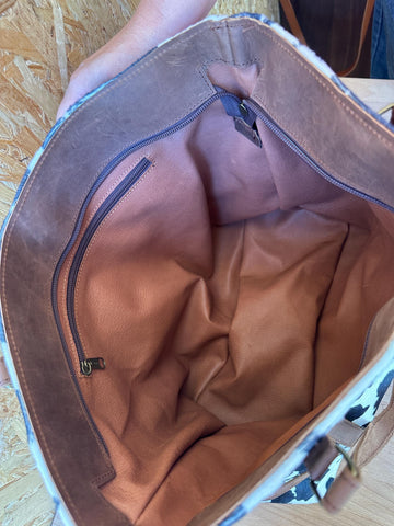 Cow print Bag Leather Tote bag Western Style