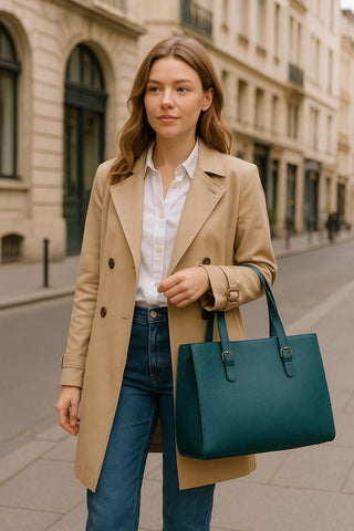 Personalized vegan leather tote bag office style