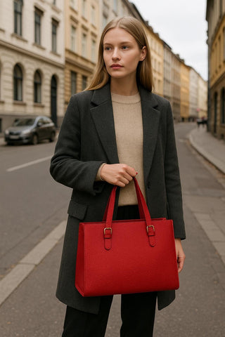 Personalized vegan leather tote bag office style
