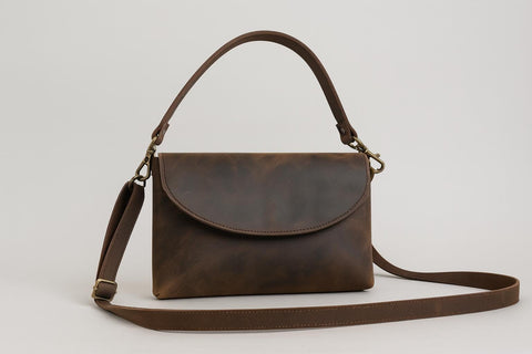 Italian Leather Small Crossbody Bag: Unisex Minimalist Purse