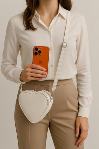 Heart Shaped iPhone 17 Pro Max Crossbody Vegan Eco Leather Phone Purse