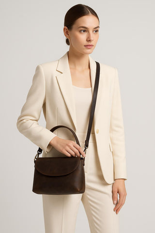 Italian Leather Small Crossbody Bag: Unisex Minimalist Purse